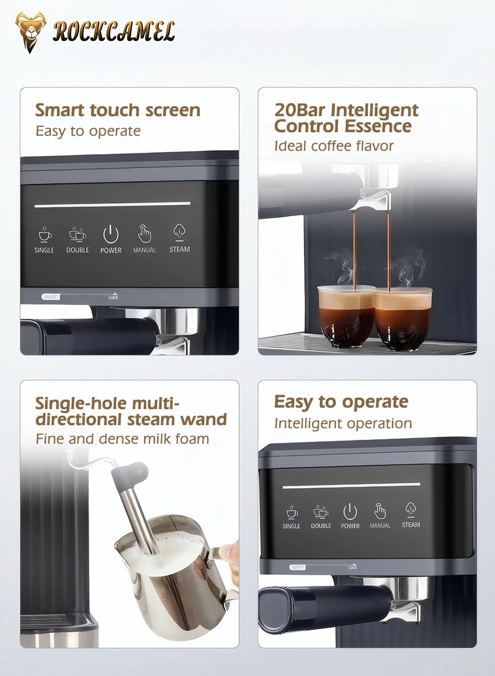 NCT Espresso Machine - 20 Bar 850W 360° Steam Wand