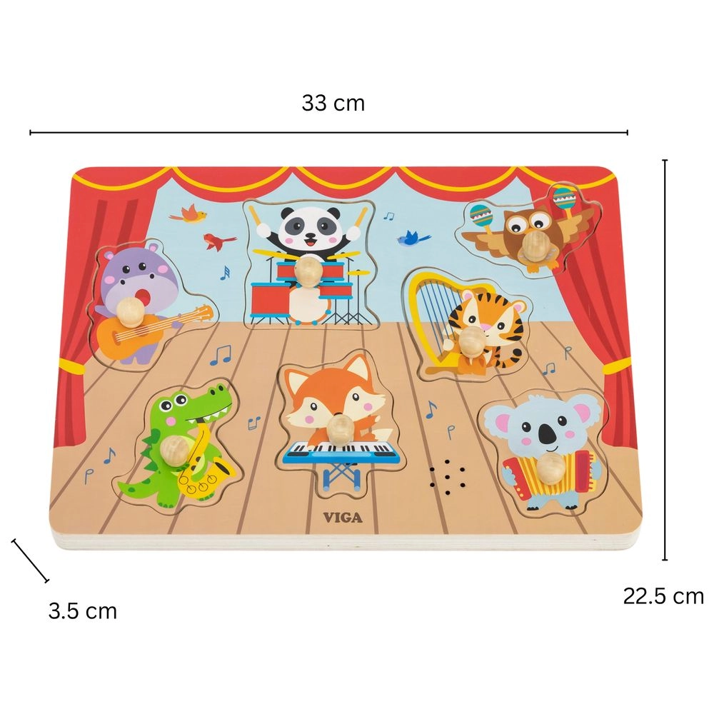 Viga Wild Animals Music Concert Knob Puzzle - 18 months+