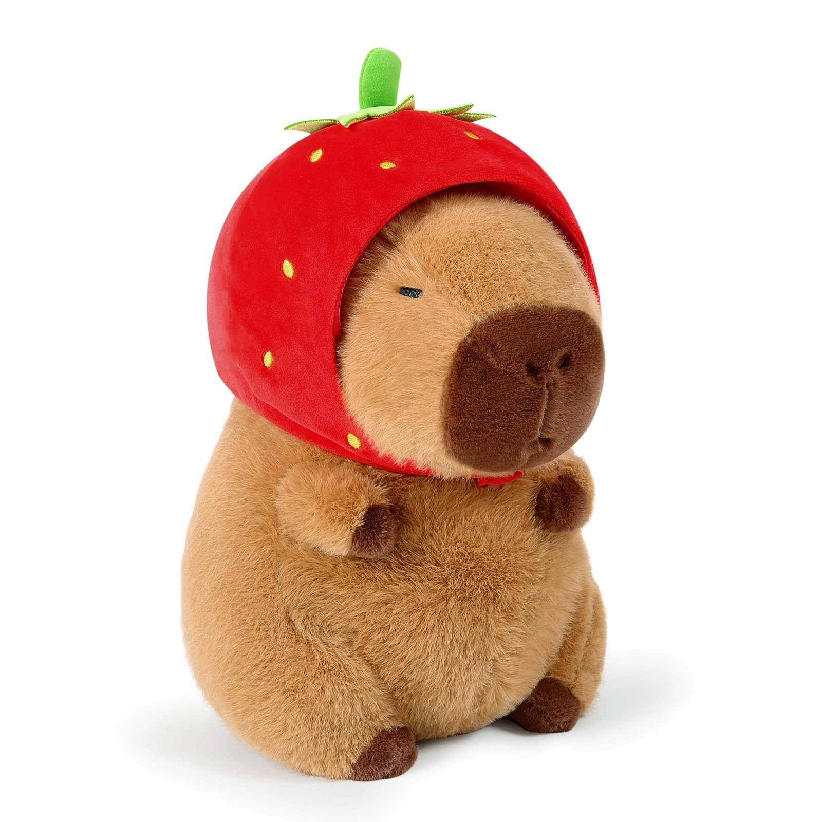 ditucu Capybara Plush - 9 inch Strawberry Hat