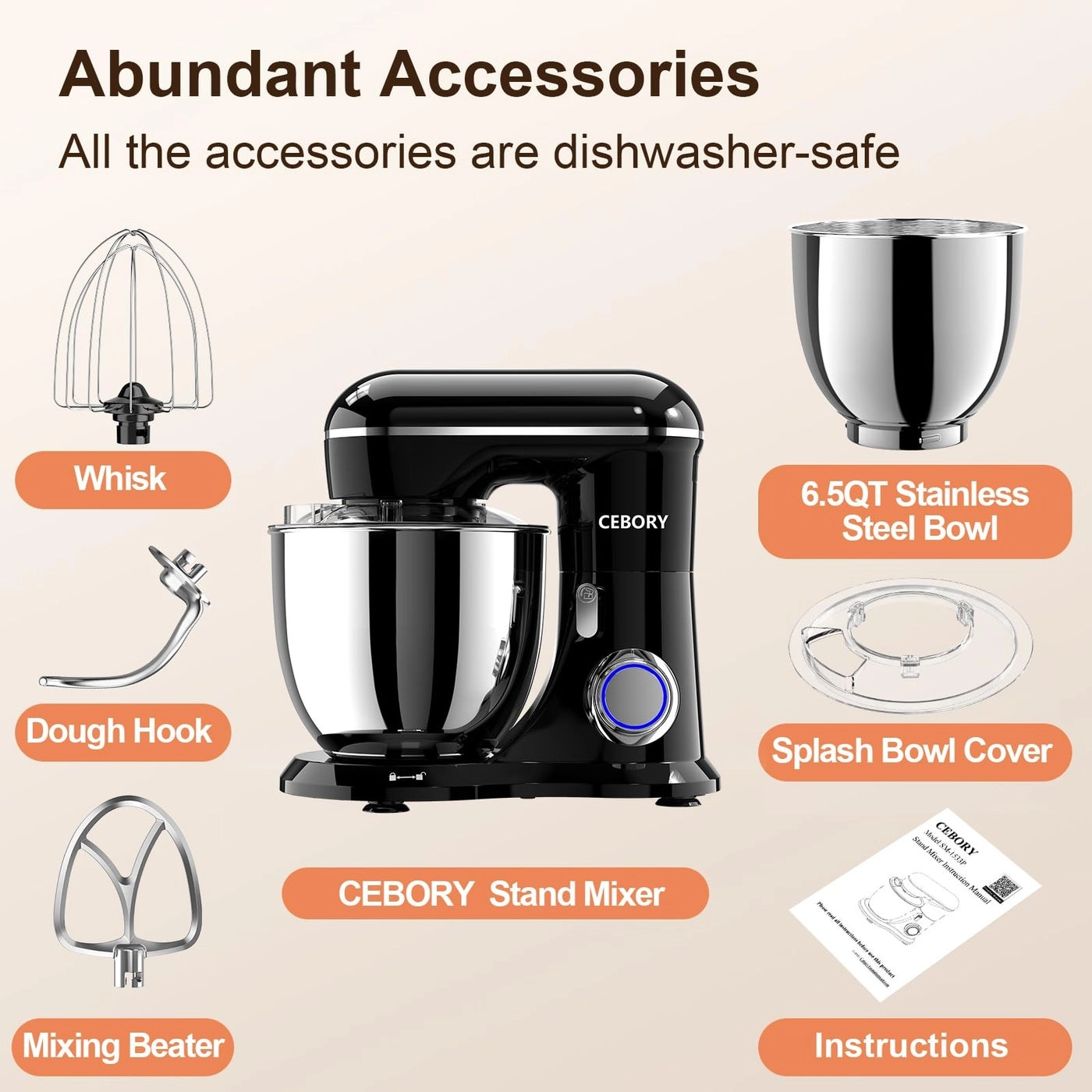 Electric Mixer - 6.5 Quarts 660 watts