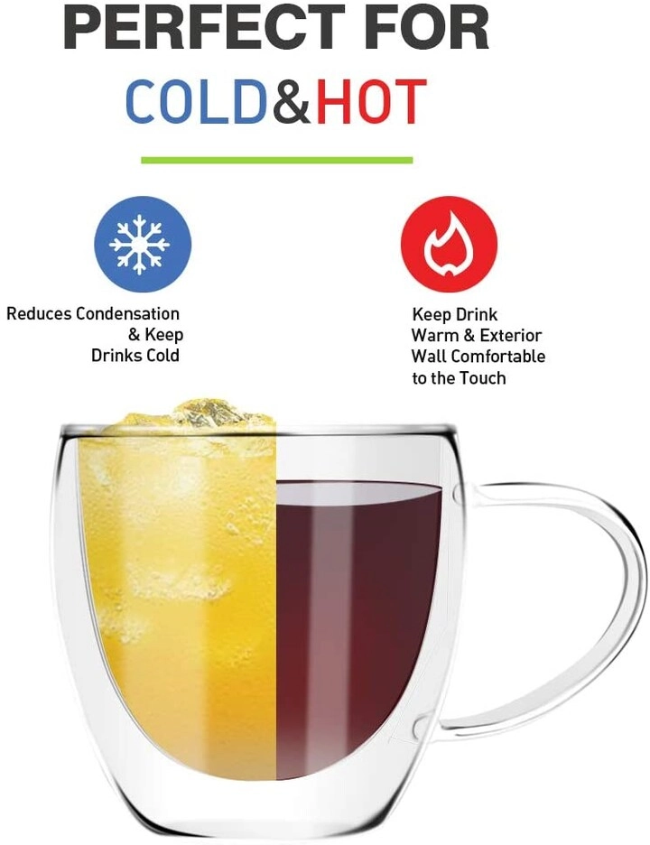 Glass Mug - 6 pcs - Double Wall Insulated - 250 ml