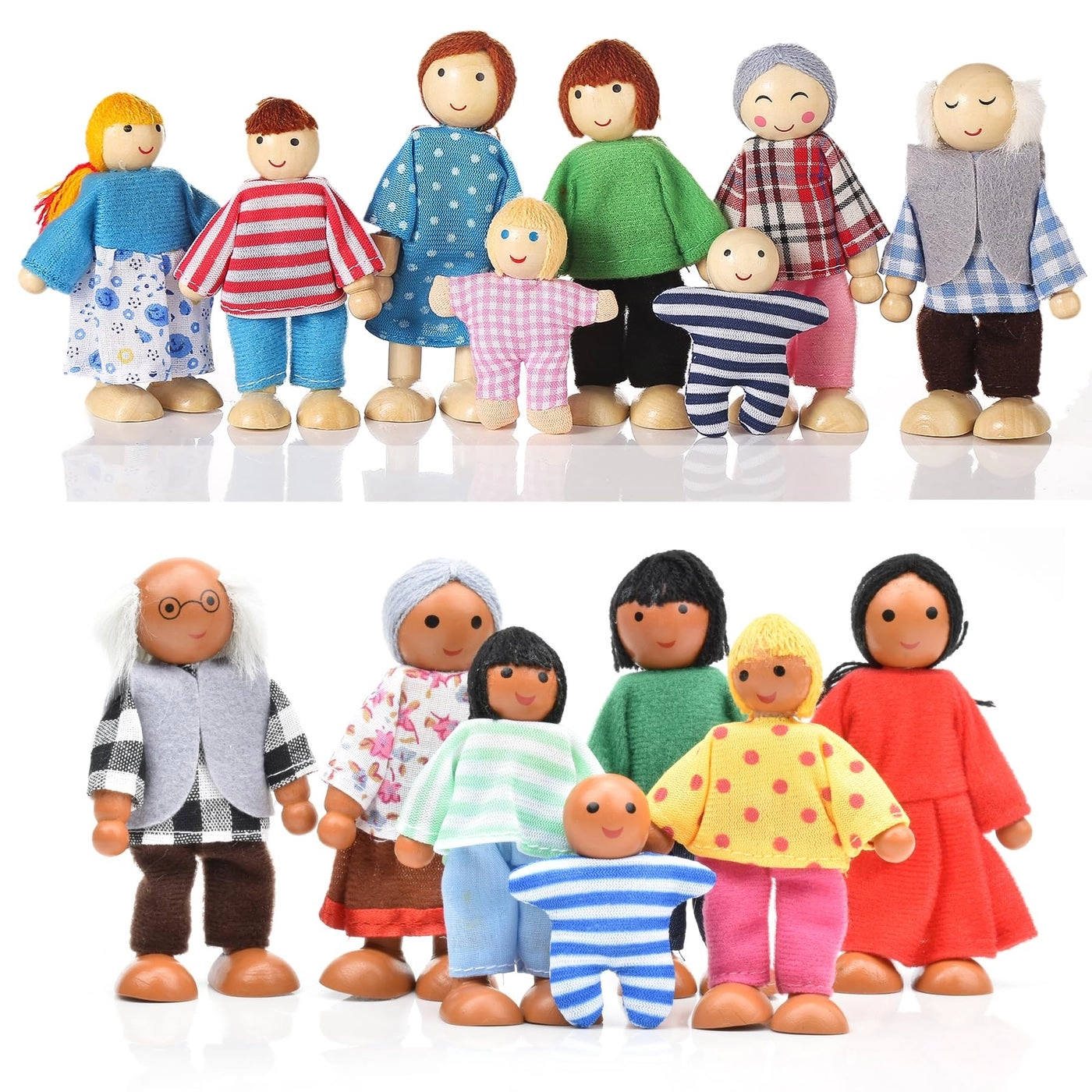 Wooden Dollhouse People - 15 Pcs