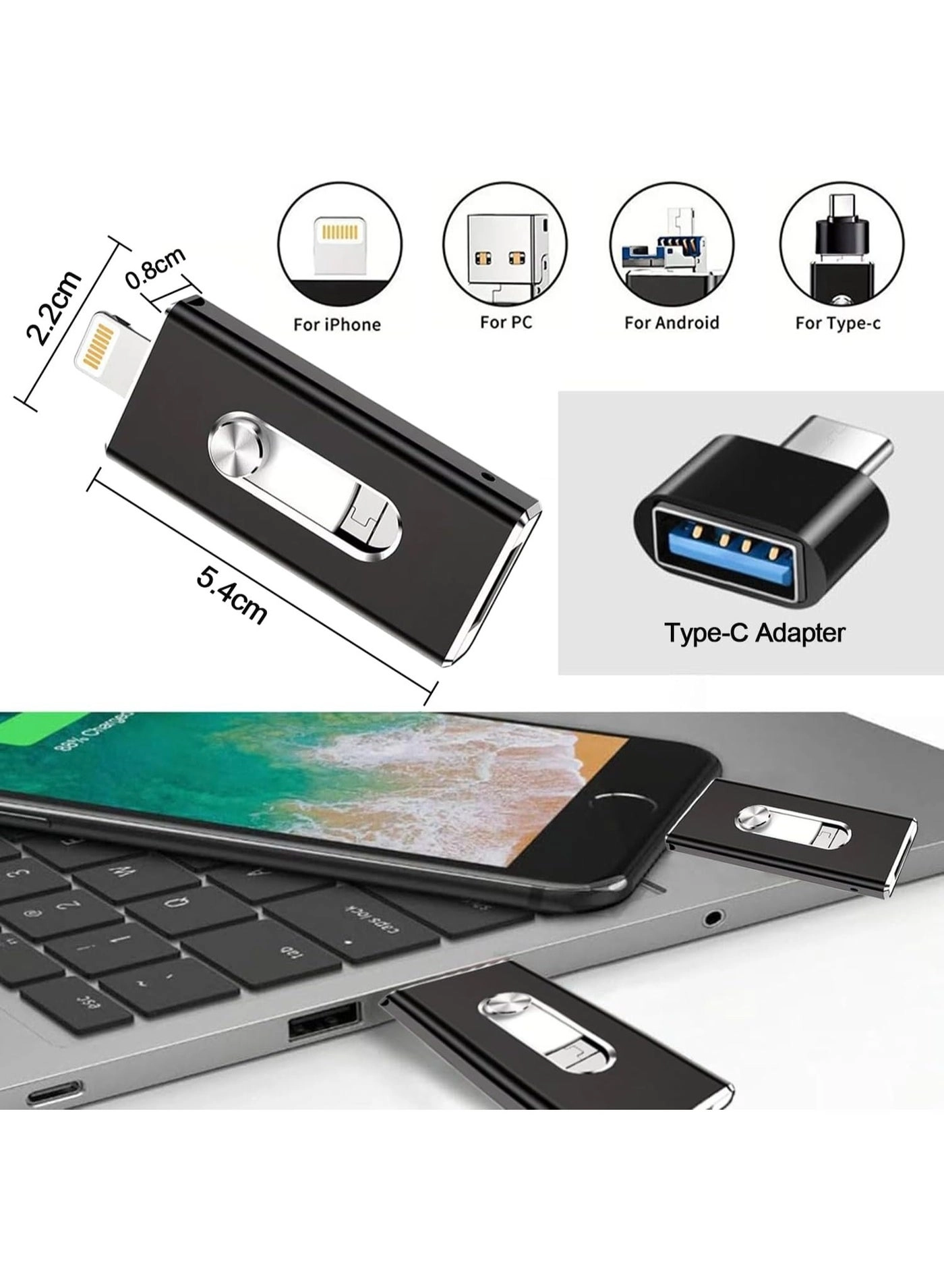 Flash Drive - Usb 3.0 Type-C iPhone Android 1TB