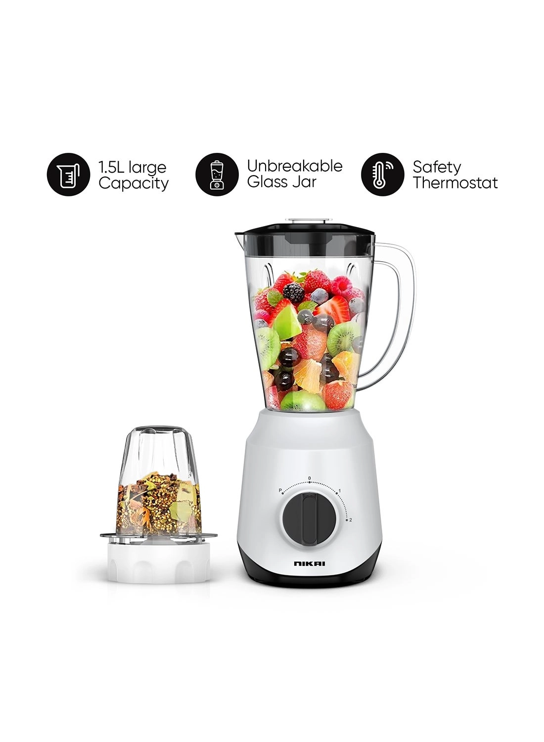 Nikai NB2511AX - 2-in-1 blender Unbreakable PC jar Pulse function