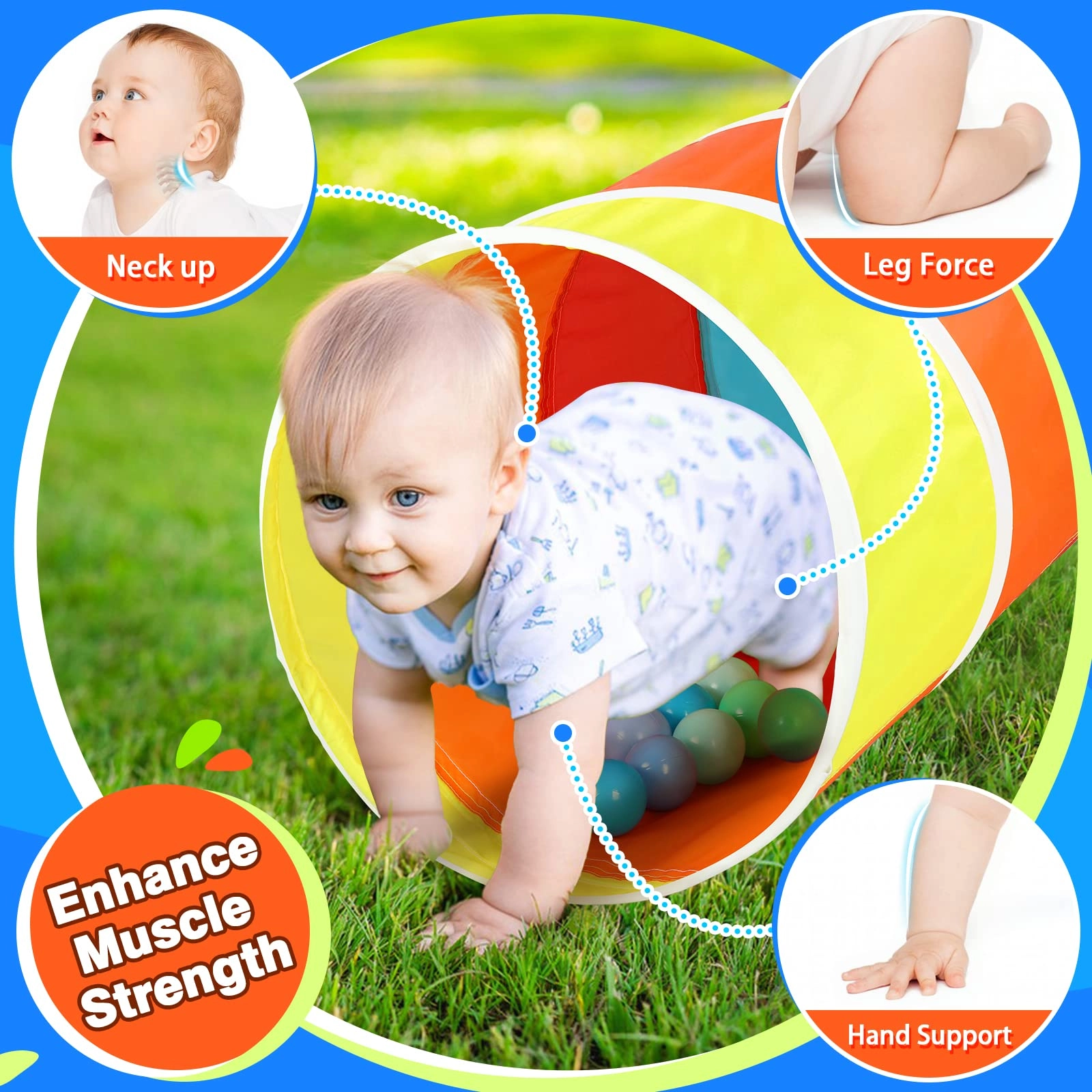 Kids Play Tunnel - Colorful Pop Up Rainbow