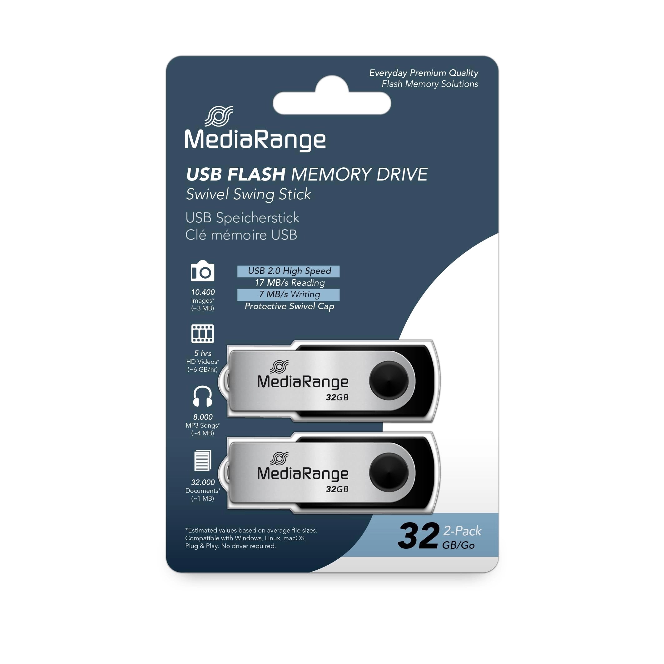 MediaRange GmbH Flexi Flash Drive - USB 2.0 Pack 32GB
