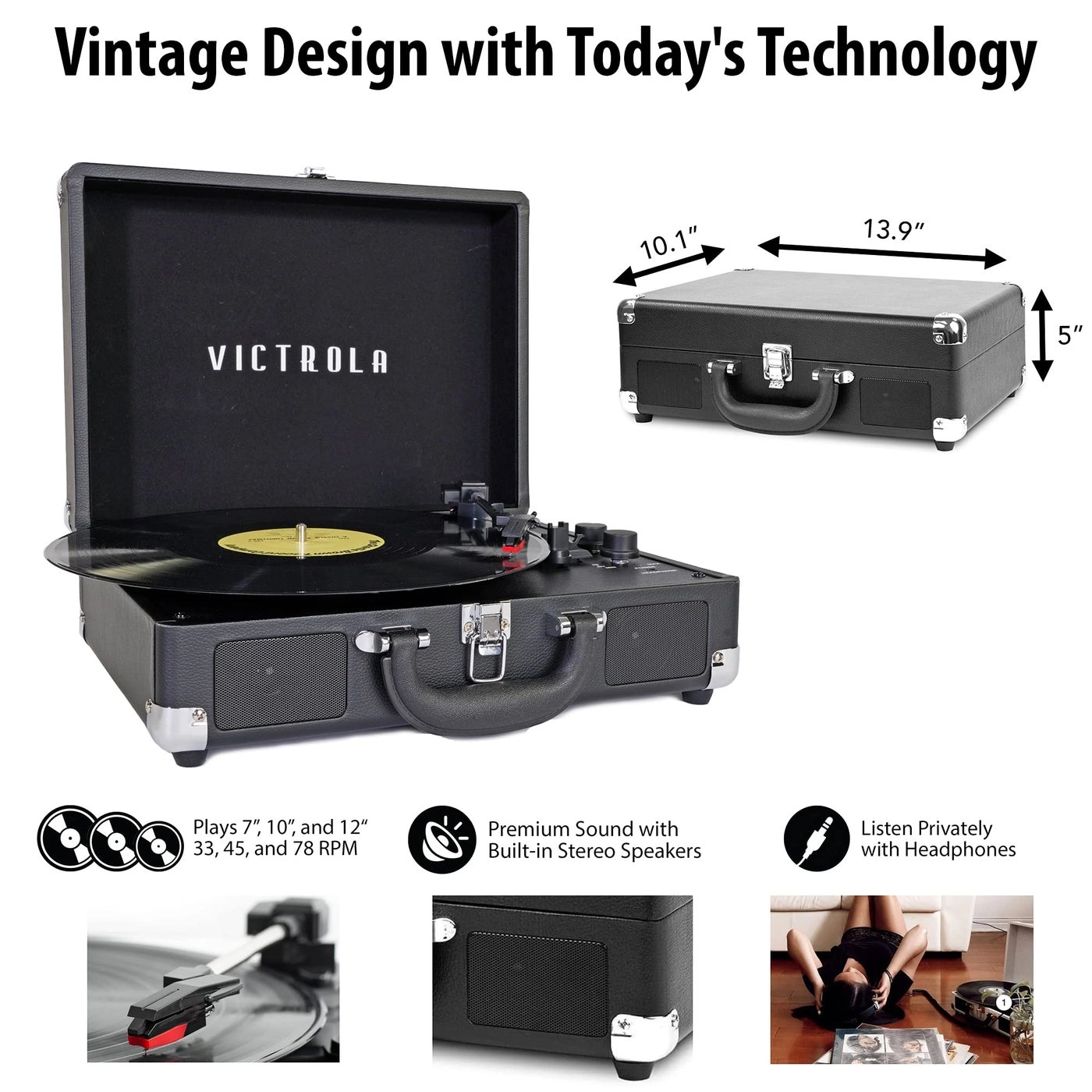 VSC-550BT-HOM - 3-Speed Bluetooth Portable Suitcase Record Player