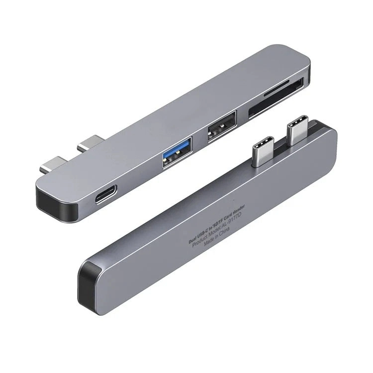 Fayrooz Multi-Port Hub - Dual Type-C to Thunderbolt 3 USB 3.0 5 Gbps TF/MicroSD Card Reader
