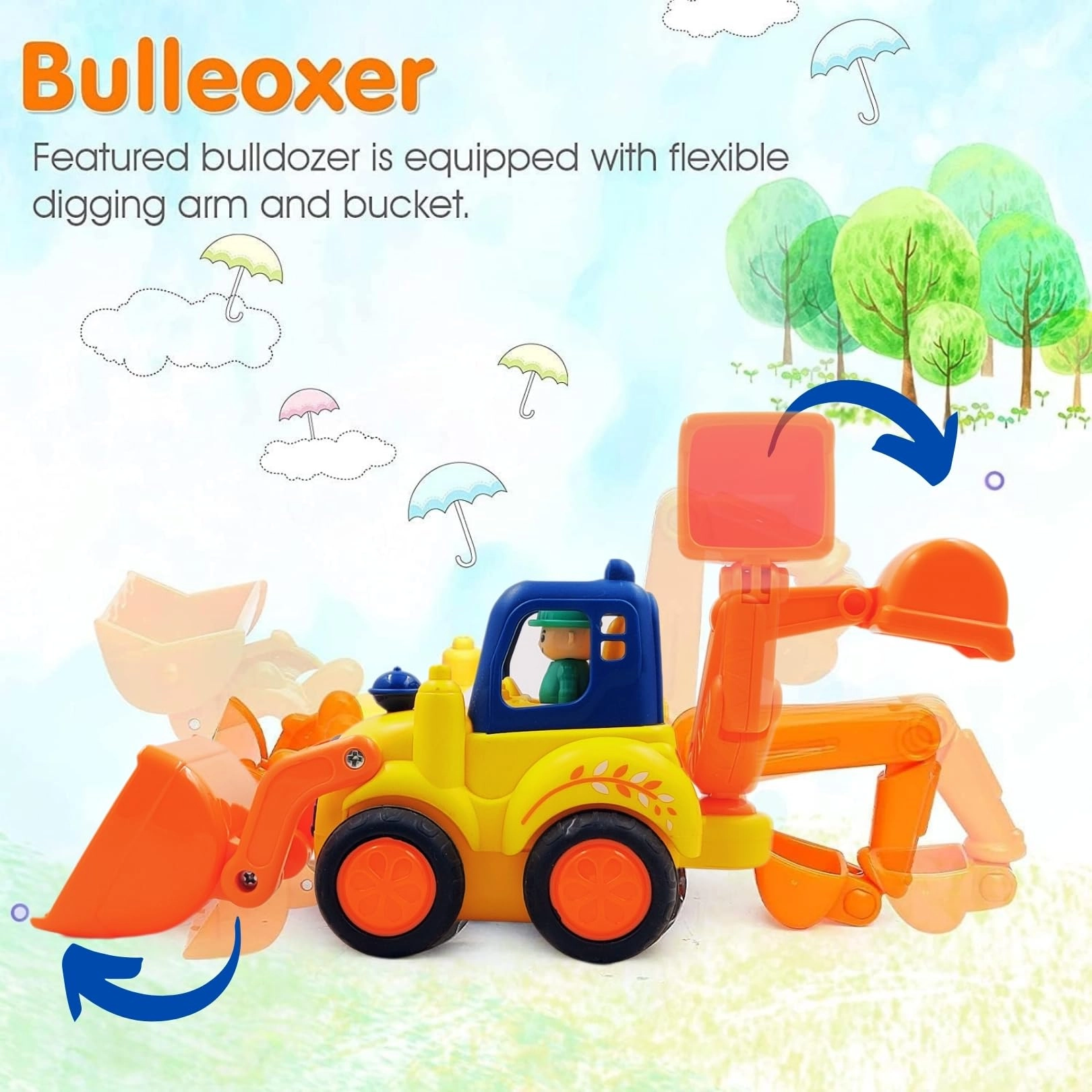 Construction Bulldozer - Friction-Powered Movable Joints