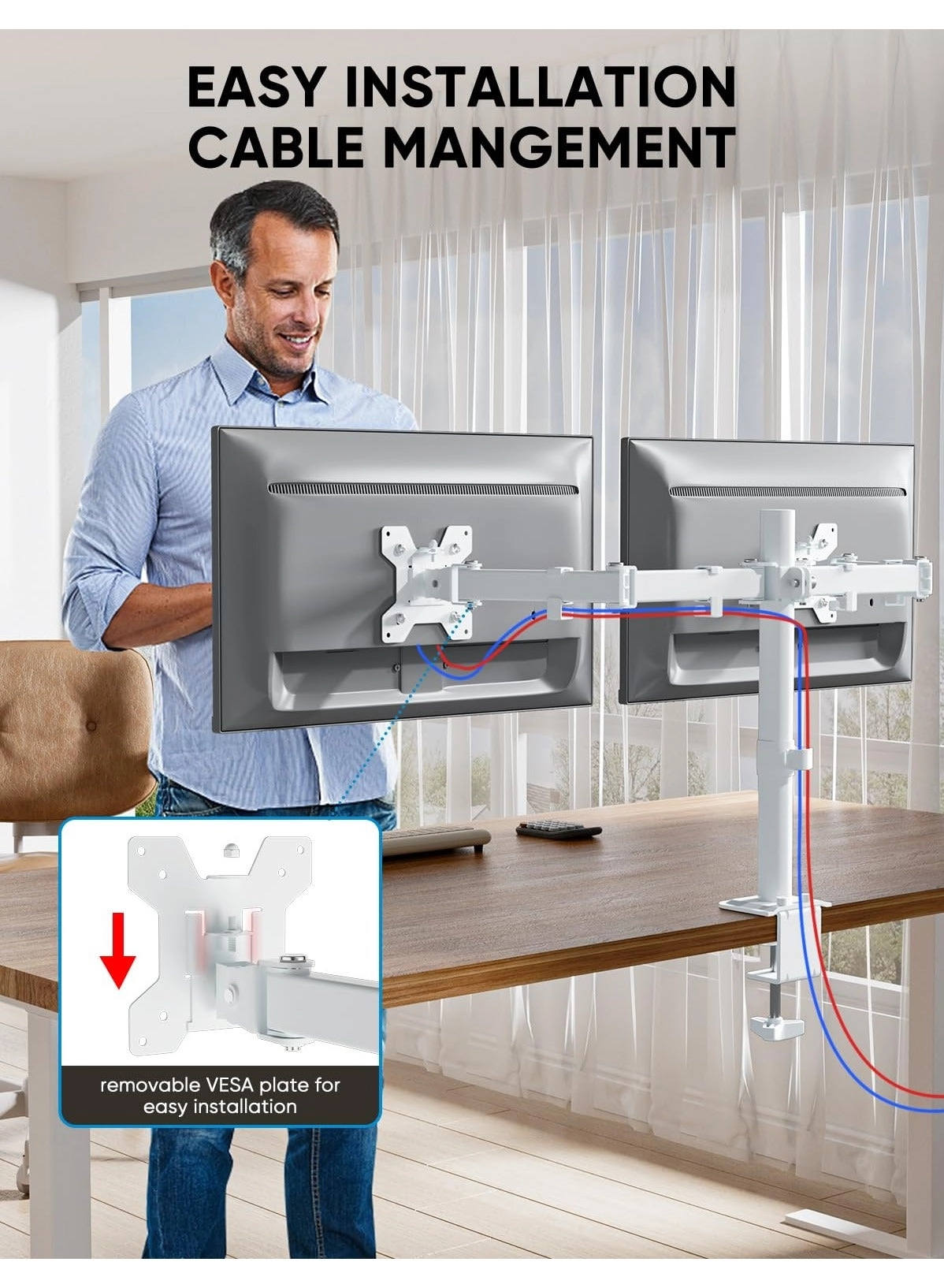 Dual Monitor Mount - 32 inches VESA 75/100mm