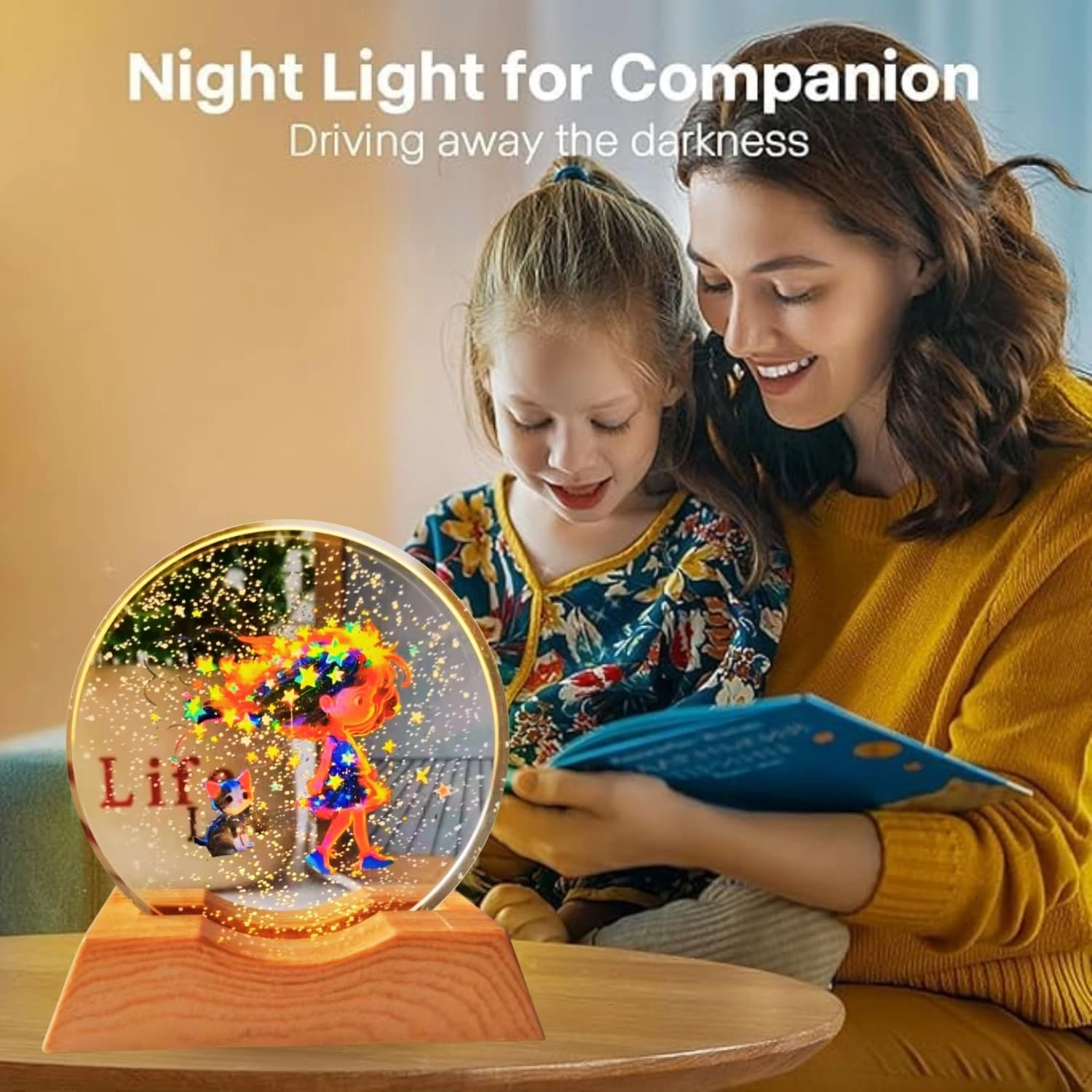 3D Acrylic LED Night Light - Dream Girl Warm White