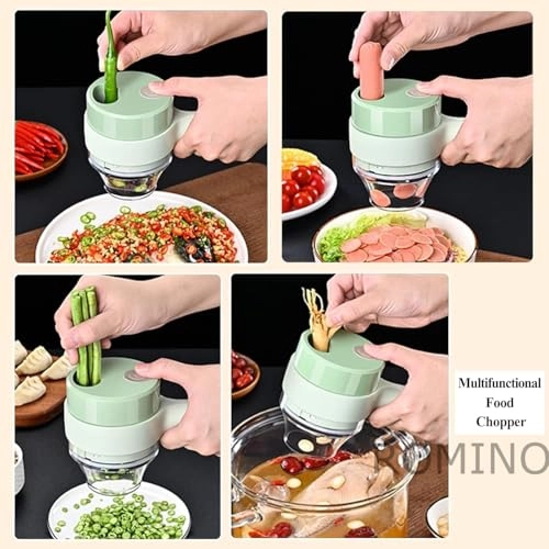 4-in-1 Electric Vegetable Chopper Cutter - Rechargeable