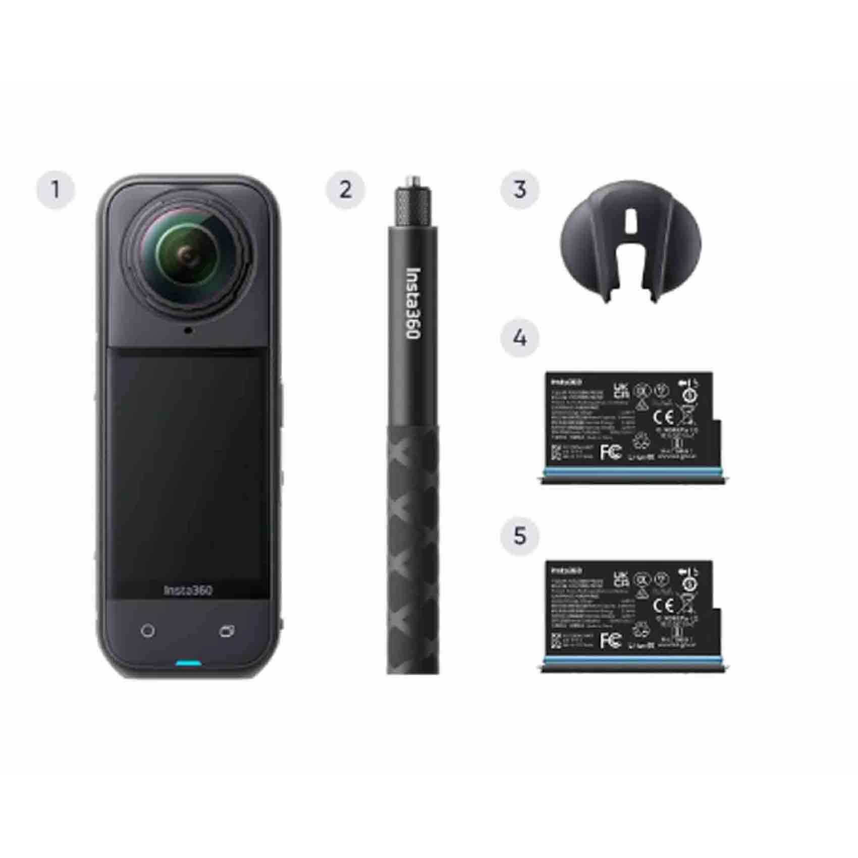 Carrefour X5 - 360-degree Grey + Invisible selfie stick + Lens cap