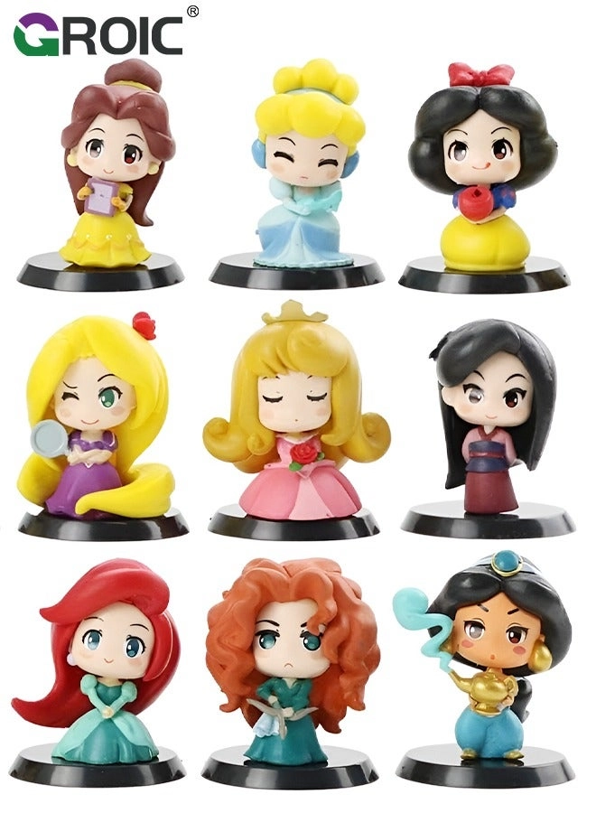 GROIC Princess Action Figure Set - 9 Pcs Birthday