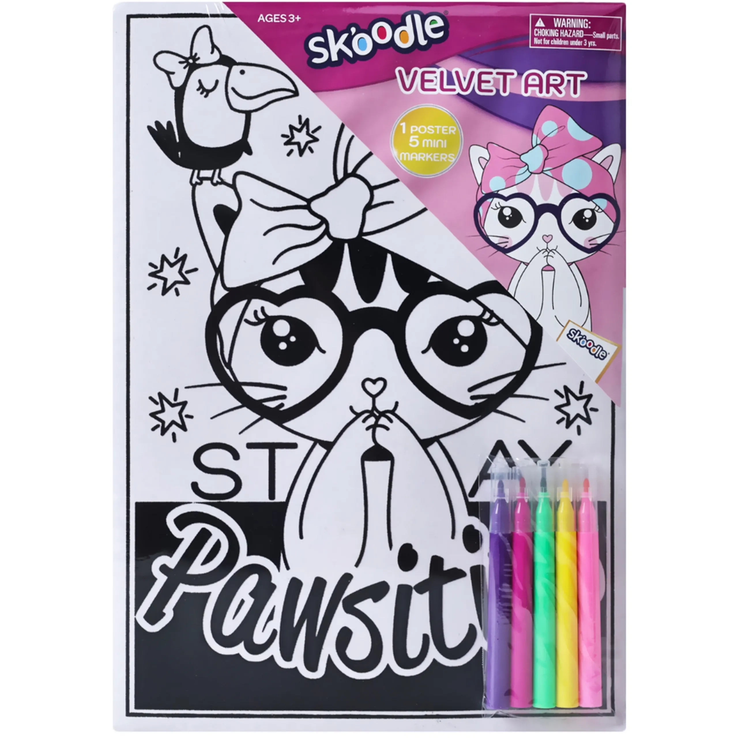 SKOODLE Velvet Art Poster - 3+ years 5 Mini Markers Pawsitive