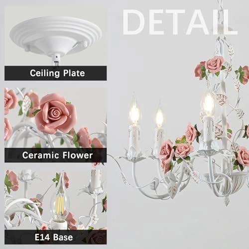 Vintage Chandelier - 5 Lights Pink E14