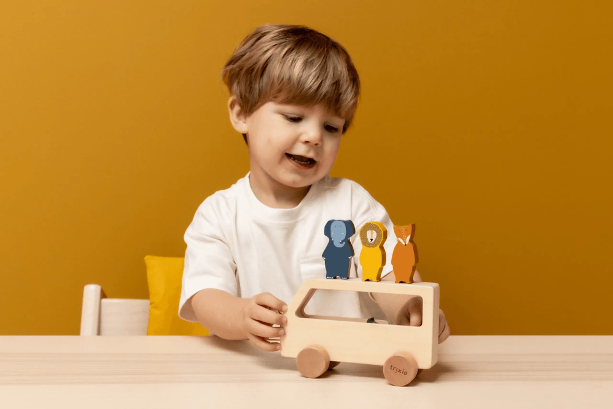 Wooden Animal Bus - FSC-certified wood 18 Months+