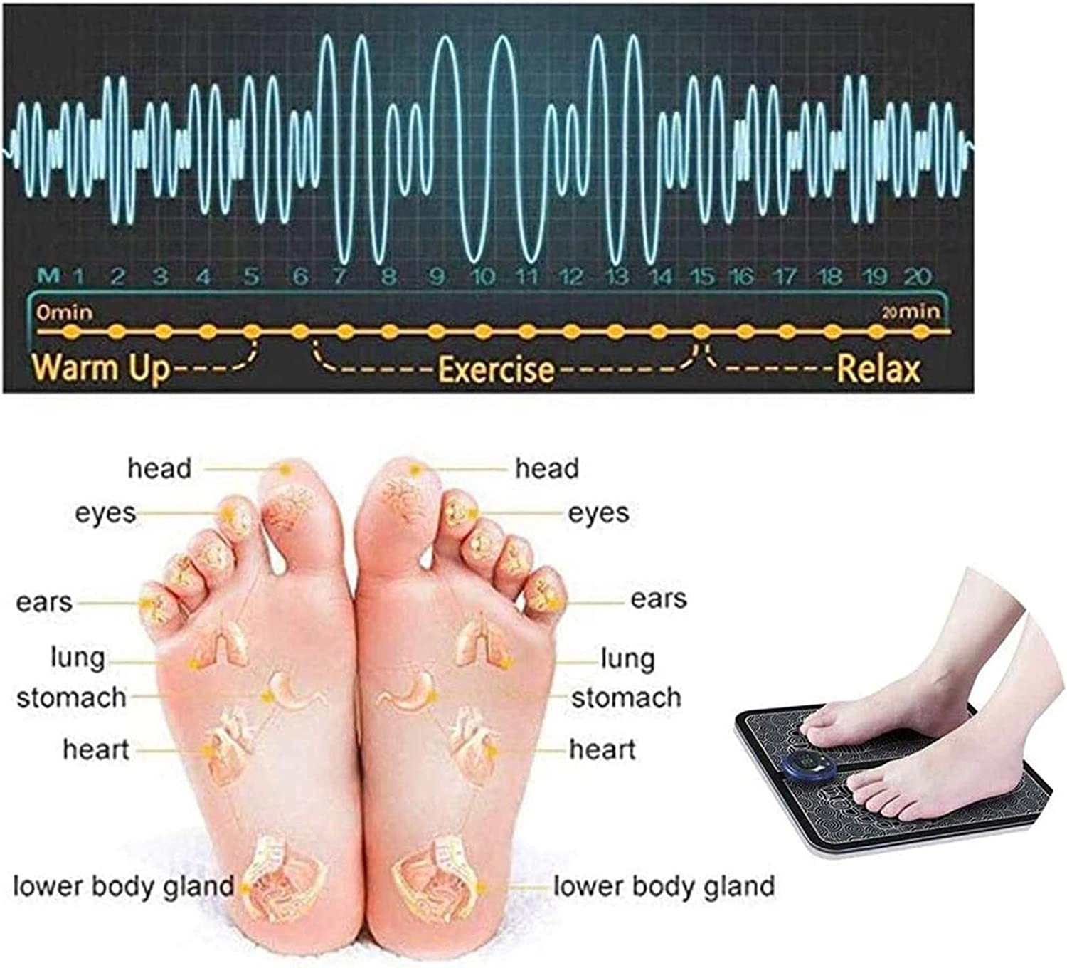 EMS Leg Reshaping Foot Massager - Full Automatic 9 Intensity Levels USB Rechargeable