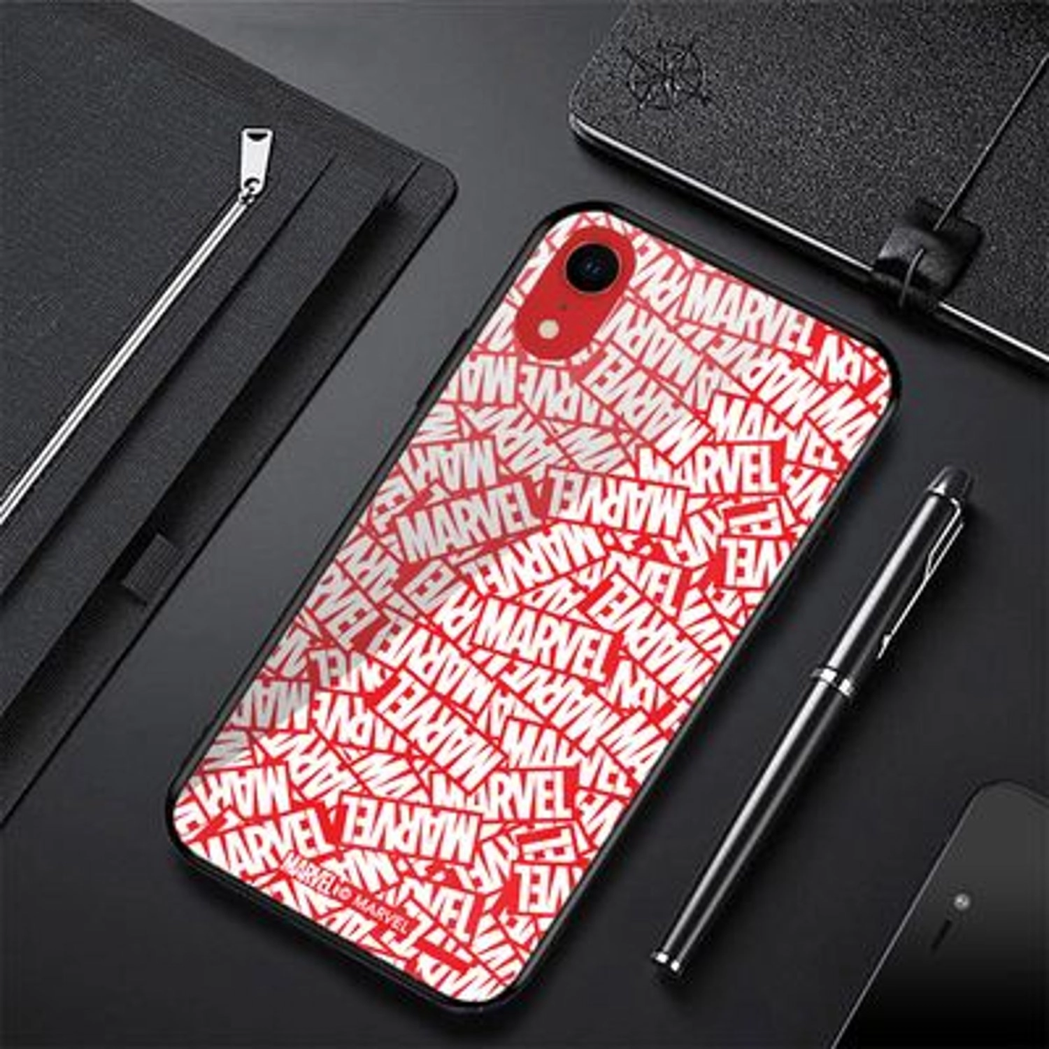 Logo Collage iPhone XR Cover Back Case for iPhone XR - TPU Bumper Case + Tempered Glass Back