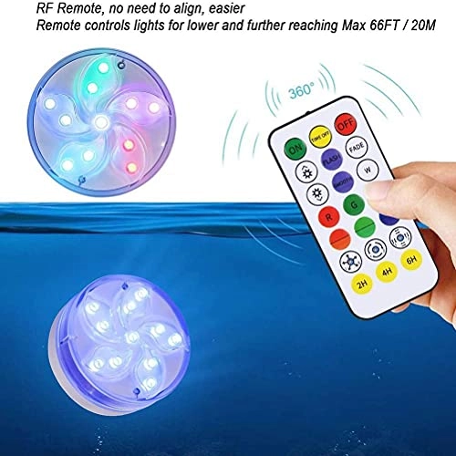 Submersible LED Light - 4 Pack RF Remote RGB