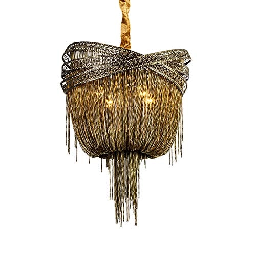 E14 Nordic Art Tassel Chandelier - Cyan bronze 50*80cm
