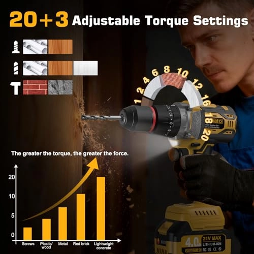 Cordless Hammer Drill - two 4000 mAh