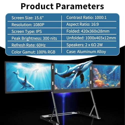 v2f8-889233 Laptop Screen Extender - 15.6 Inch 1080P FHD Type-C/HDMI/USB-C