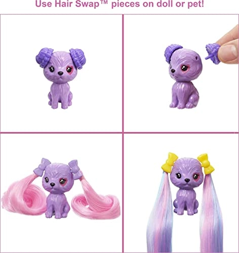 Barbie Color Reveal Glitter! Hair Swaps Doll - Glittery Pink 25 surprises 10 hair pieces Ages 3+