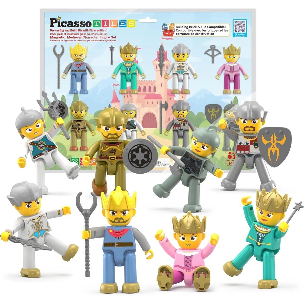PicassoTiles Medieval Character Figures - 16 pcs