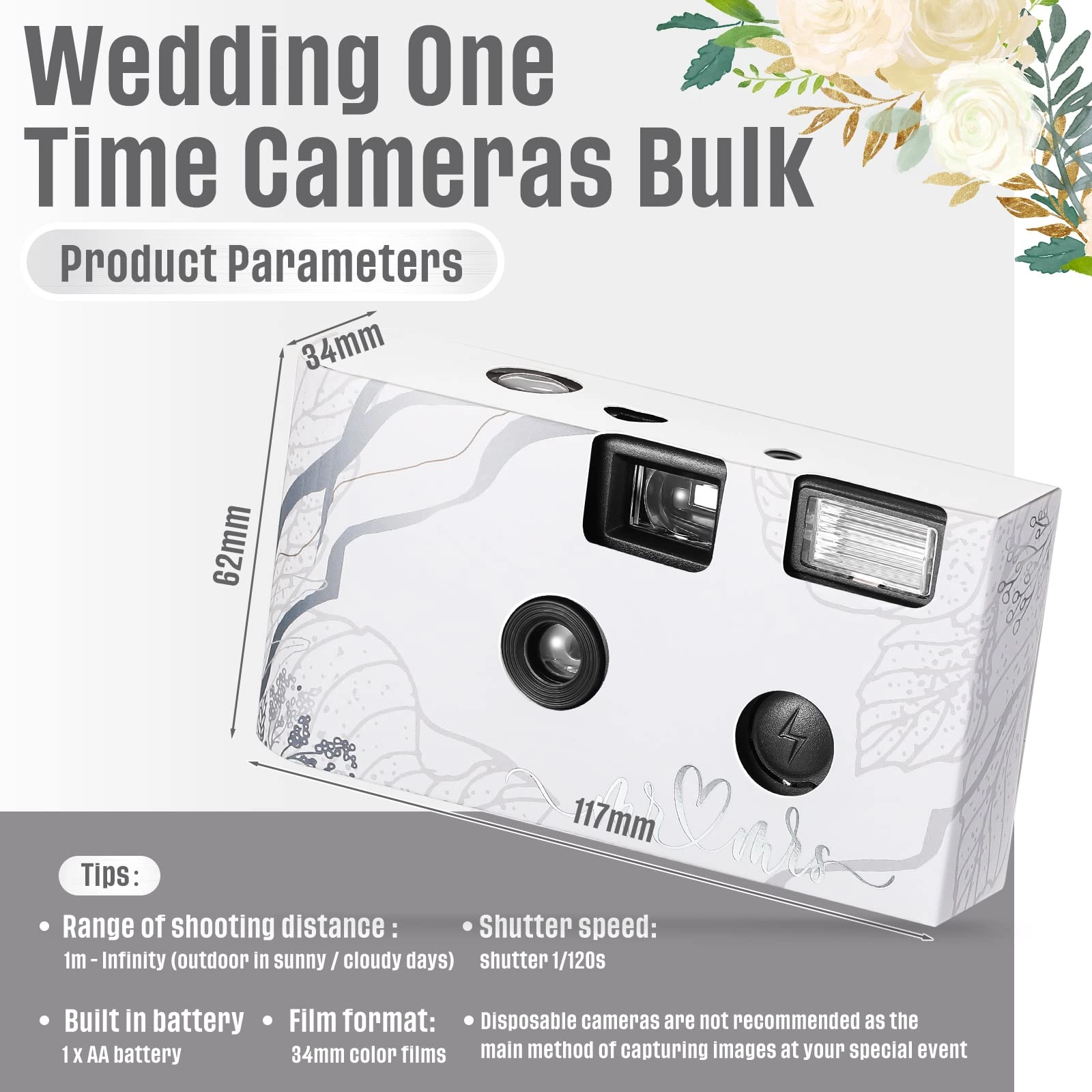 Disposable Film Camera - 4 Pcs Flash 27 Exposure 34mm