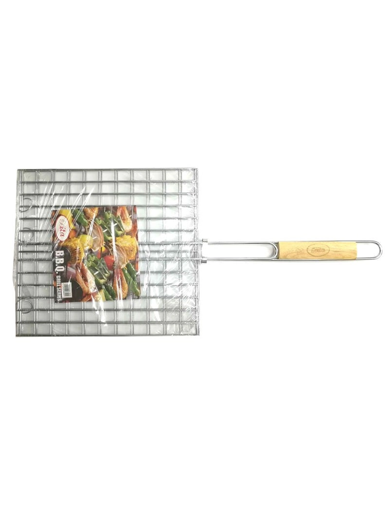 Stainless Steel Bbq Grill - 40 X 30Centimeter Silver/Brown