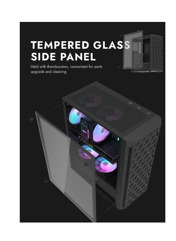 DK350 - detachable tempered glass side panel Mid Tower