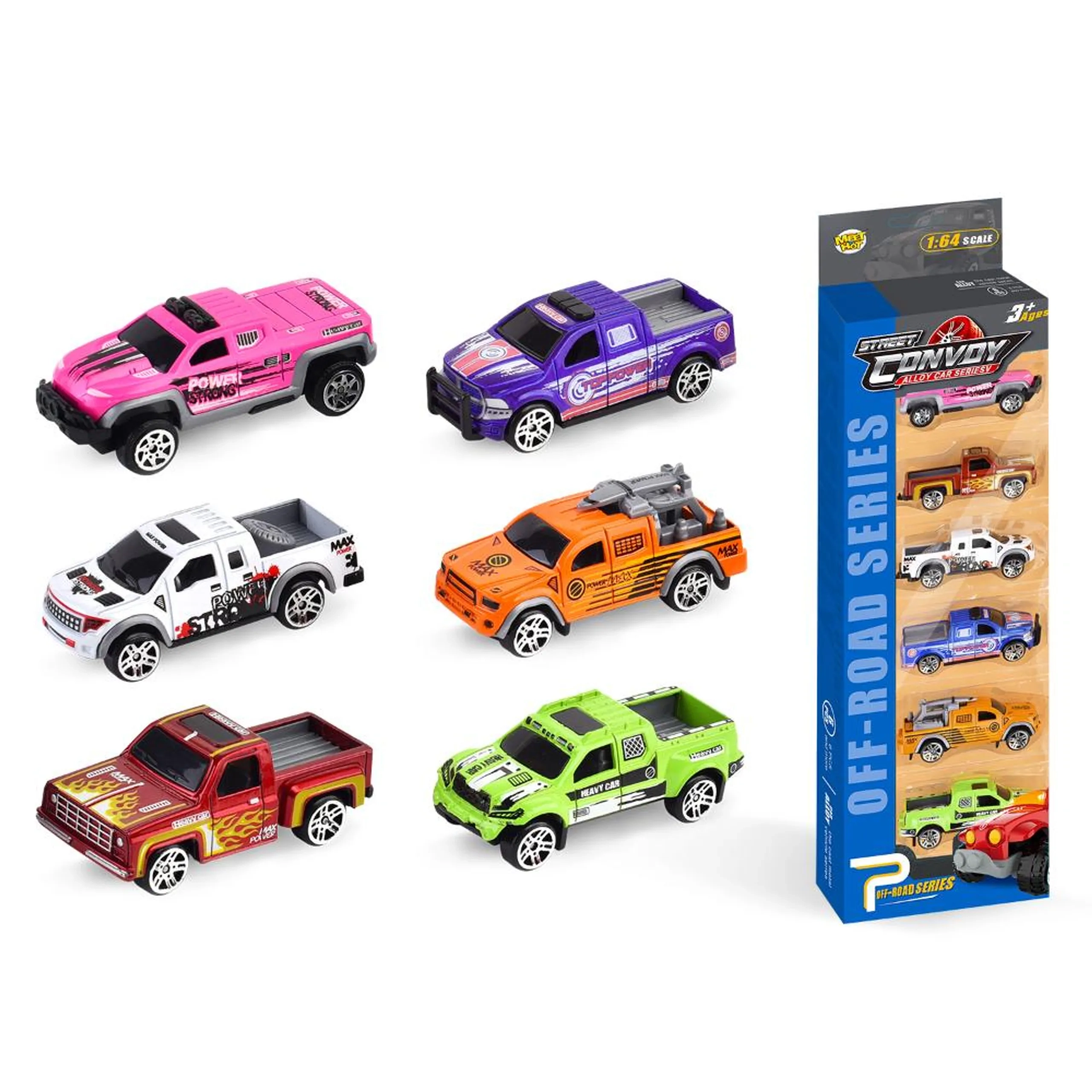 Little Story Alloy Sliding Pickup Toy Truck - 6 pcs
