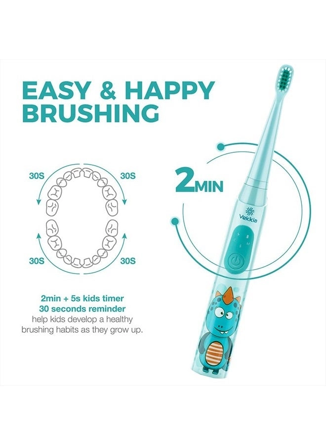Sonic Rechargeable Kids Electric Toothbrush - 3 Modes 24000 Strokes IPX7 Waterproof