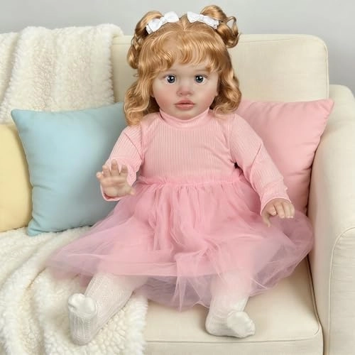 Pippa Reborn Baby Doll - 26 inch Cotton Vinyl Hand-rooted Curly Hair Ages 3+