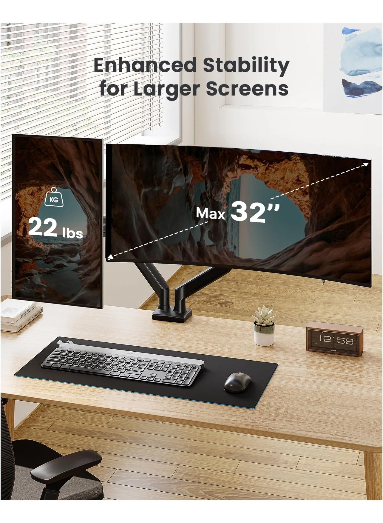 Dual Monitor Stand - 32 inch 75mm x 75mm 100mm x 100mm