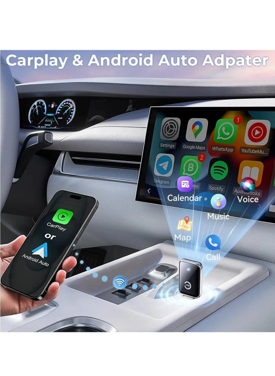 Wireless CarPlay Adapter - For iPhone Android USB & USB-C