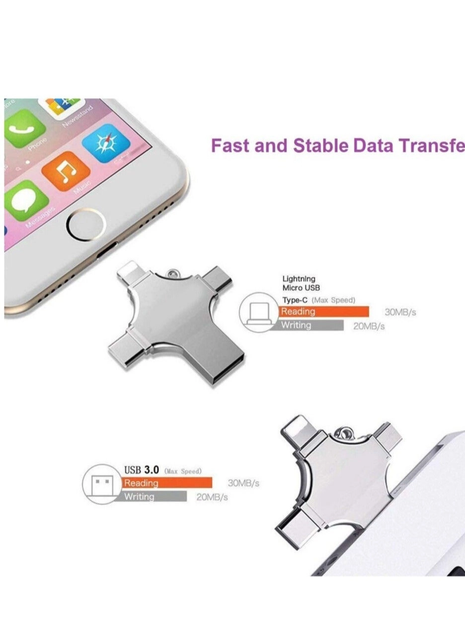 High Speed 4 In 1 Multi-function OTG USB Flash Drive - USB 3.0 Type-C 512GB