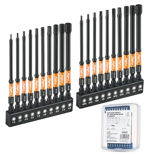 toolant Impact Allen Wrench Drill Bit Set - 20pcs 4" Long