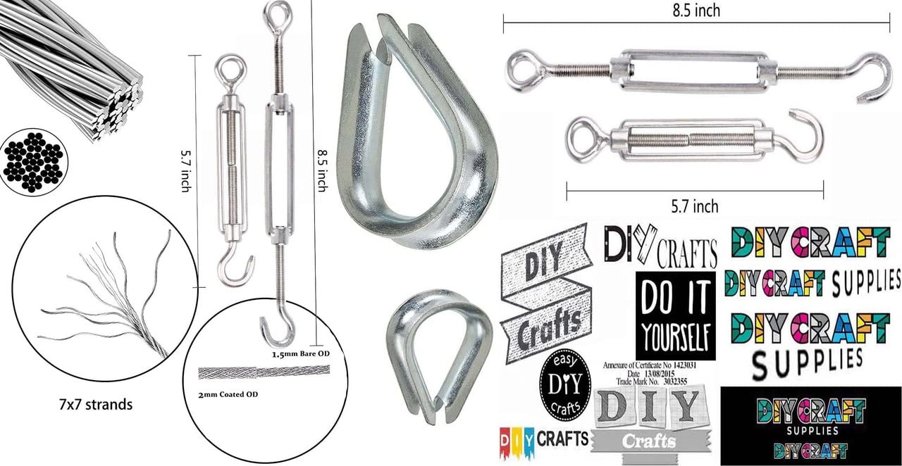 Wire Rope Cable Kit - 3 Kits 10mtr Stainless Steel