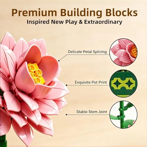 Dahlia Potted Flower Building Blocks Set - 609 pcs Floral