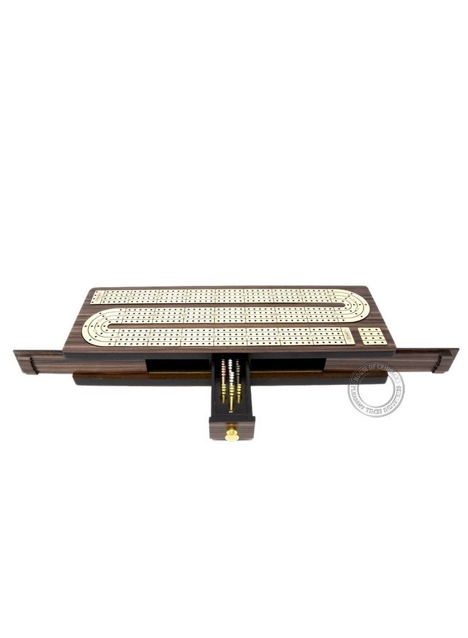 Continuous Cribbage Board - 4 Track Inlaid in Wenge Wood/Maple