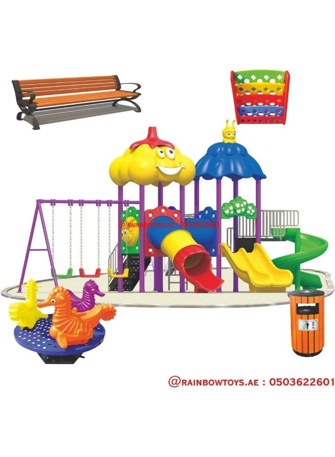 Multi Purpose Kids Outdoor Playing Equipments - 770x320x280cm 2+ Years