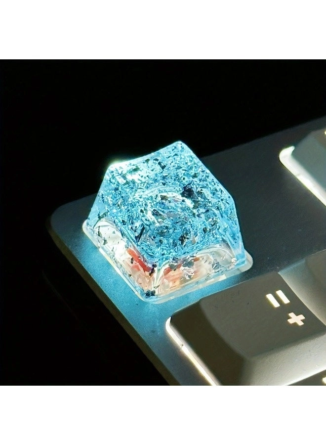 Crystal Style Resin Key Cap - 2PCS 12mm Black＆Blue