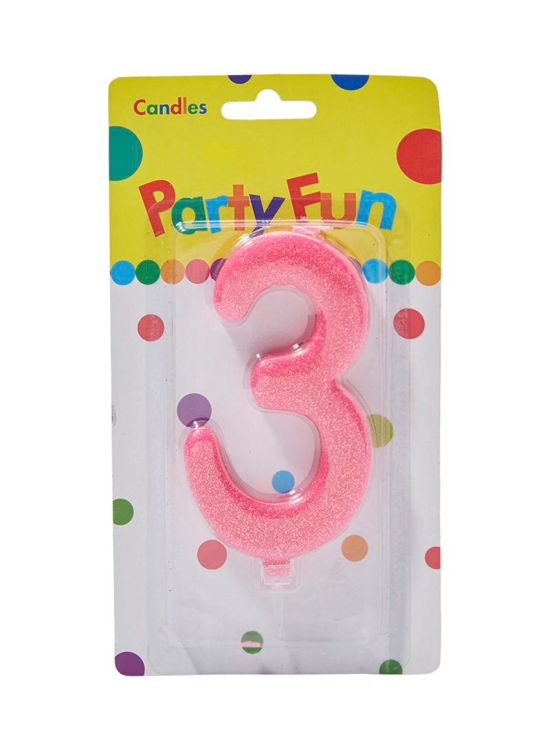 Stationary Mart Number-3 Birthday Candle - 4.5 Centimeter
