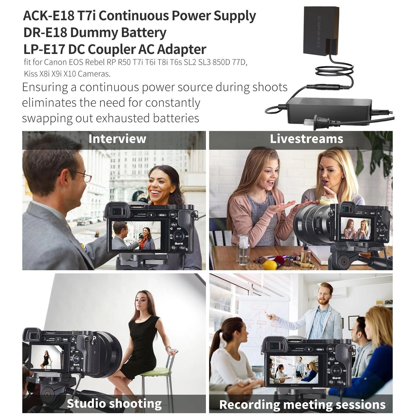 ACK-E18 - AC Power Adapter + DR-E18 - DC Coupler