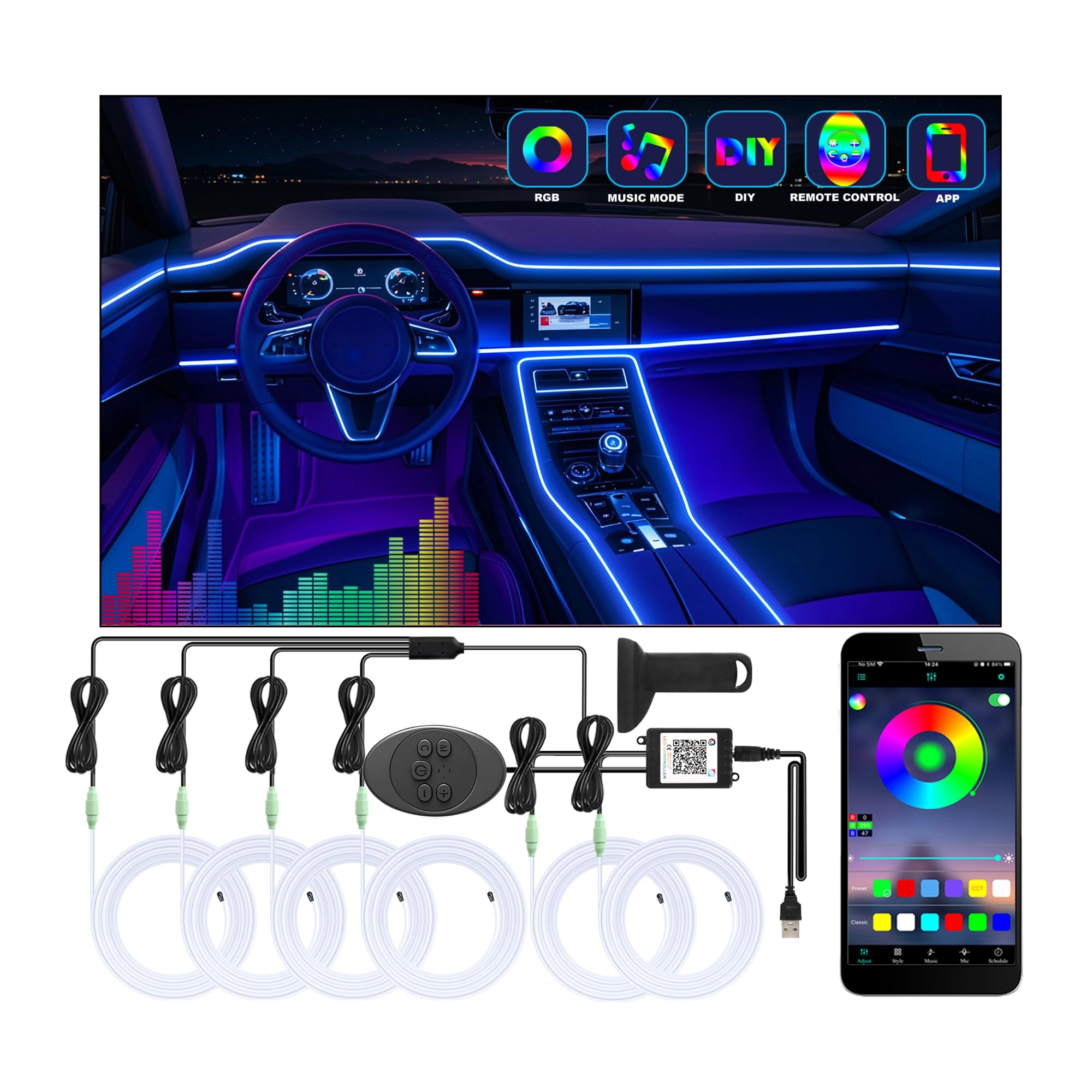 Fimker Car Led Strip Lights
