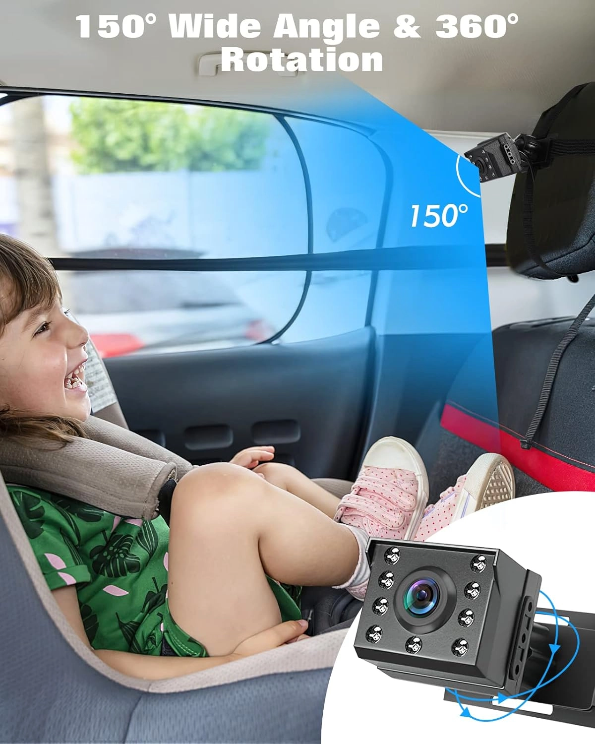 Baby Car Camera - 1080P Night Vision 360 Rotatable