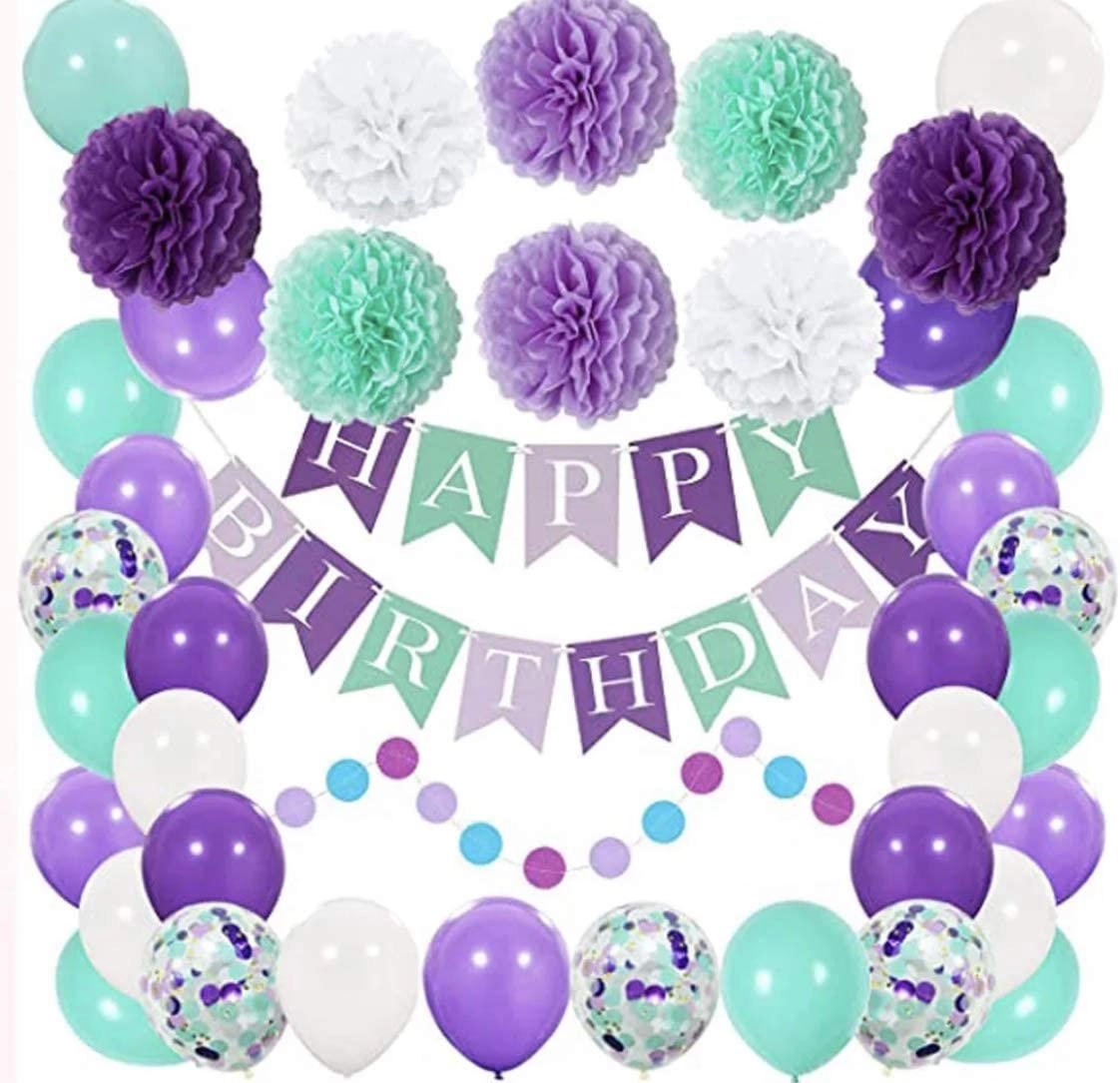 Unicorn Mermaid Latex Balloons - 50Pack Unicorn Mermaid Parties