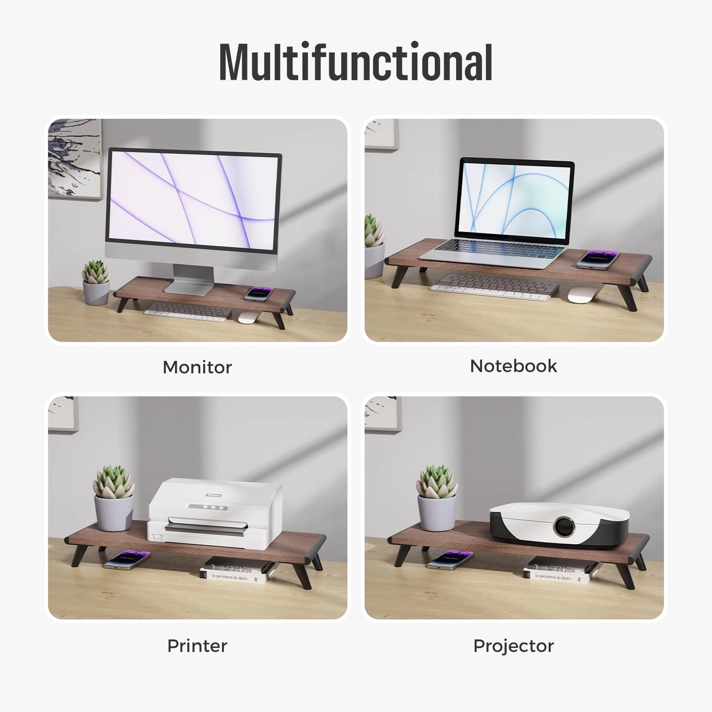Monitor Stand Riser - 22.4" x 8.3" Natural Wood